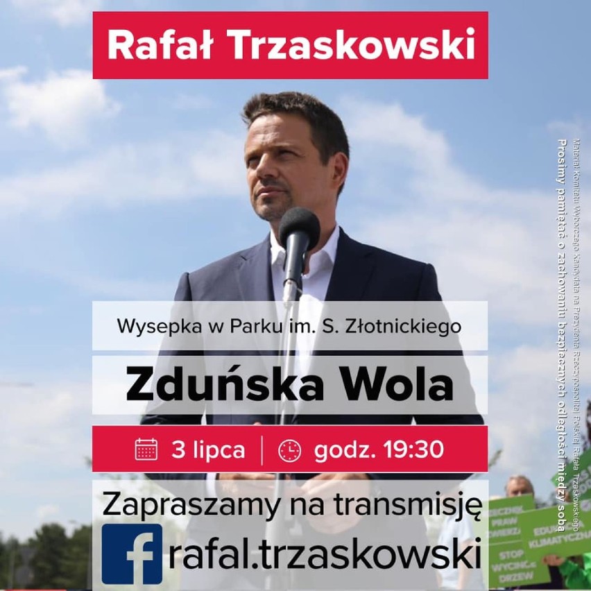 Rafał Trzaskowski w Zduńskiej Woli. Spotkanie  3 lipca