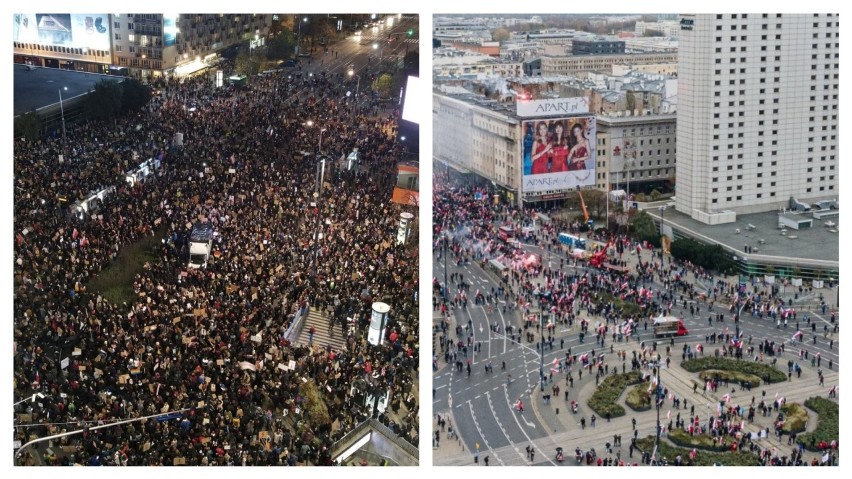 Dwa marsze, dwie Polski? Porównaliśmy zdjęcia Strajku Kobiet i Marszu Niepodległości