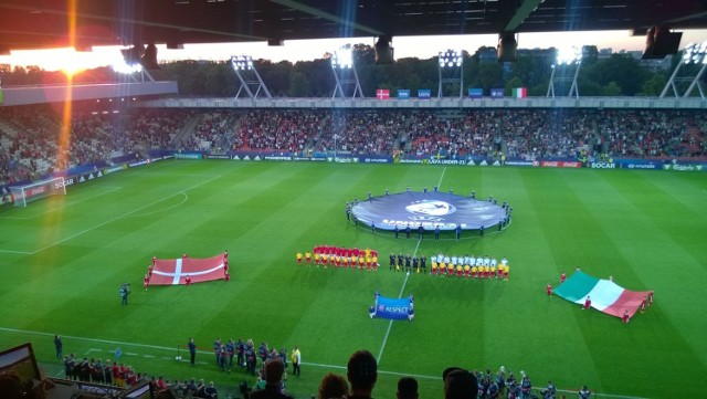 Podczas meczu Dania-Włochy na stadionie Cracovii