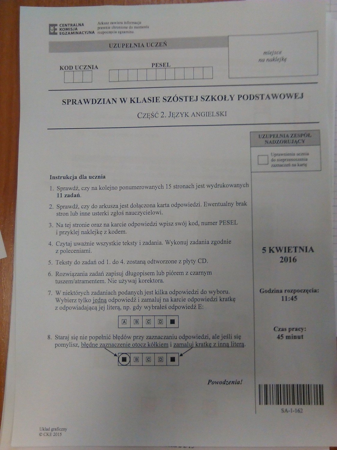 Sprawdzian szóstoklasisty 2016 język angielski [ODPOWIEDZI, ROZWIĄZANIA