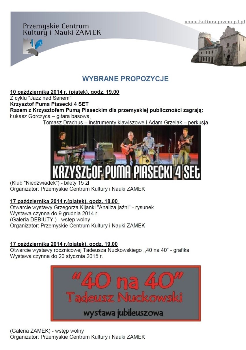 propozycje PCKiN ZAMEK w Przemyślu