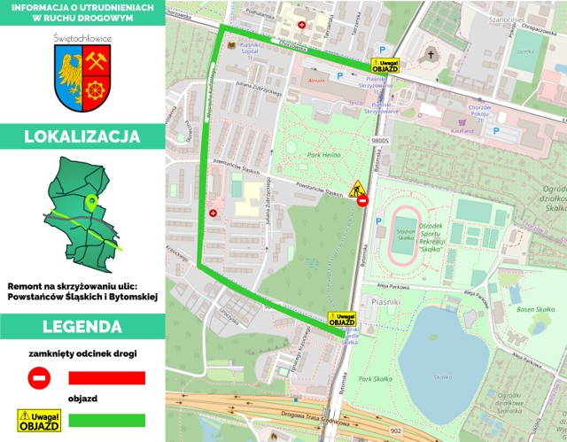 Świętochłowice:Zamknięte skrzyżowanie Bytomskiej z Powstańców Śląskich