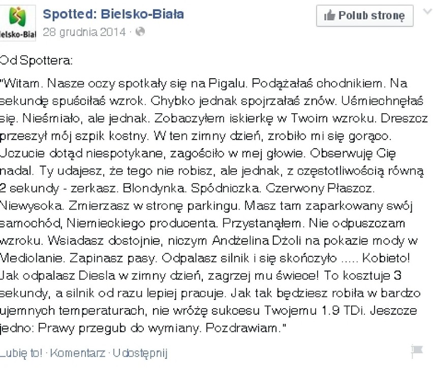 Wpis pochodzi ze strony Spotted: Bielsko-Biała