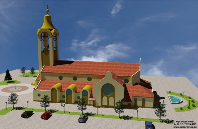 Tak będzie się prezentował nowy kościół przy ul. Niemcewicza: 800 mkw. powierzchni, w środku mała, boczna kapliczka, a także sala dla rodziców z małymi dziećmi, do tego wysoka na 27 m wieża z dzwonem