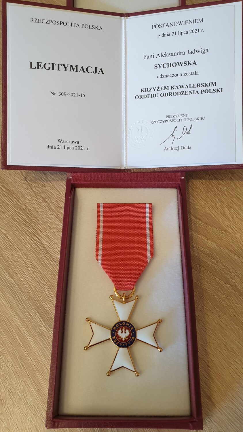 Mieszkanka Rumi odznaczona Krzyżem Kawalerskim Orderu Odrodzenia Polski