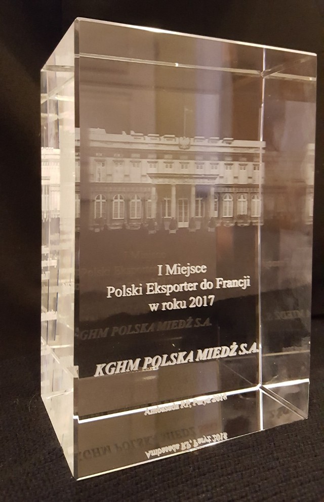 KGHM Polska Miedź otrzymała nagrodę dla najlepszego polskiego eksportera do Francji za rok 2017