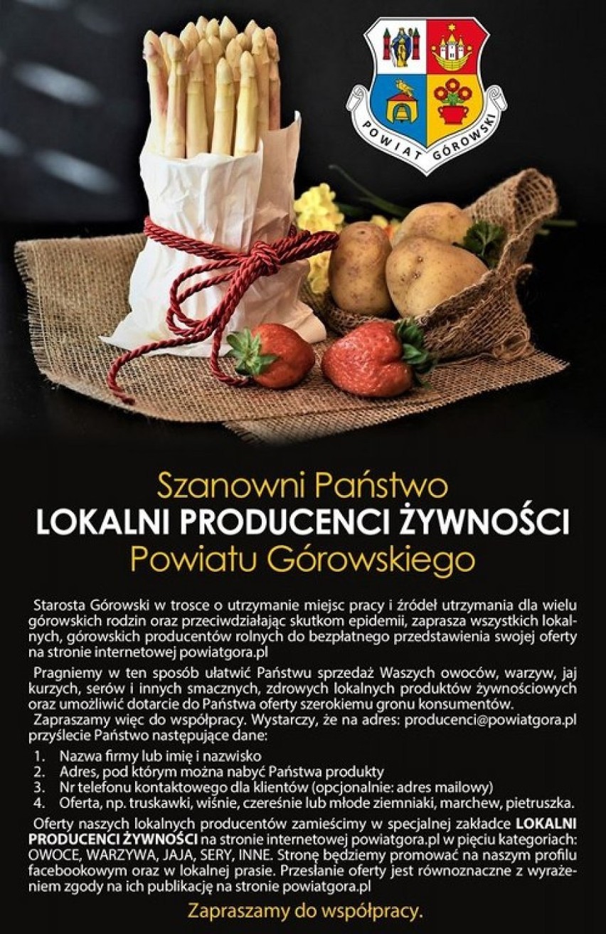 Powiat górowski. Samorząd wspiera lokalnych producentów żywności. Oferuje im bezpłatną promocje [ZDJĘCIA]