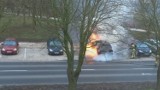 Pożar 5 samochodów na parkingu przy ul. Wazów w Słupsku [ZDJĘCIA, WIDEO]