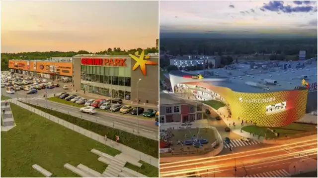 Radni znieśli bariery w planie zagospodarowania blokujące rozbudowę Gemini Park Tarnów. Galeria obecnie (z lewej), obok wizualizacja projektu rozbudowy