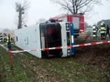 Wypadek autobusu niedaleko miejscowości Osiek. Osiem osób rannych [zdjęcia]