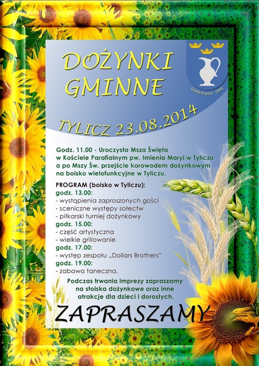 W sobotnie popołudnie w Tyliczu odbędą się gminne dożynki....