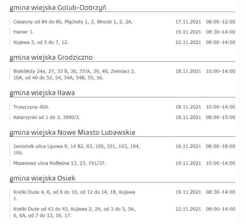 Spółka Energa Operator poinformowała mieszkańców województwa...