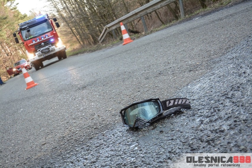 Wypadek pod Oleśnicą, quad stanął w płomieniach