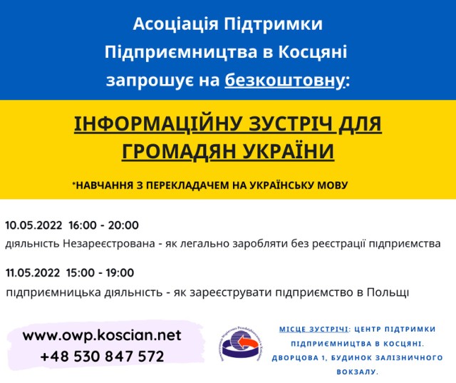 Kościan. Działalność nierejestrowa - szkolenie dla obywateli Ukrainy