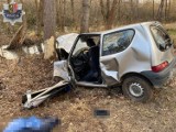 Tragedia na drodze koło Chocianowa. Auto wypadło z drogi i uderzyło w drzewo. Kierowca zmarł w szpitalu