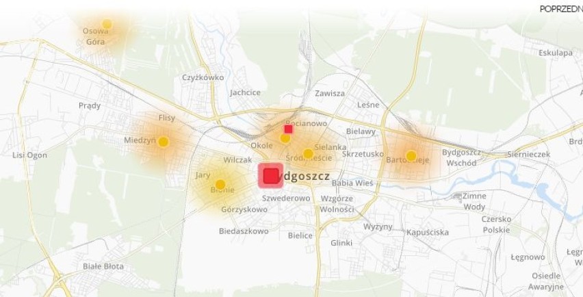 Stan powietrza w Bydgoszczy. Dane pochodzą z pomiaru...