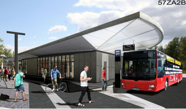 Zwycięska koncepcja nowego dworca autobusowego w Piekarach Śląskich zespołu GRID Architekci z Wrocławia