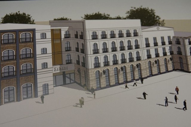 Wizualizacja przedstawiająca wygląd nowego apartamentowca na ul. Mieczysława, przygotowana przez inwestora.
