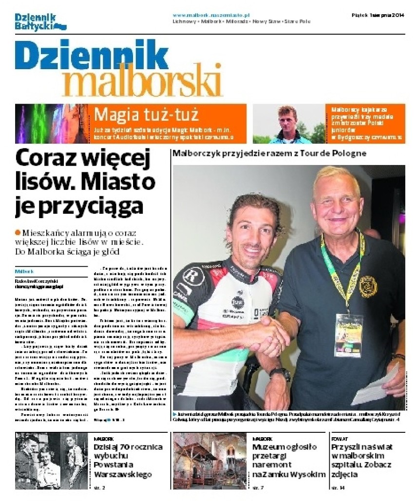 Czytaj "Dziennik Malborski" 1 sierpnia. Lisy w mieście, Tour de Pologne i inne tematy