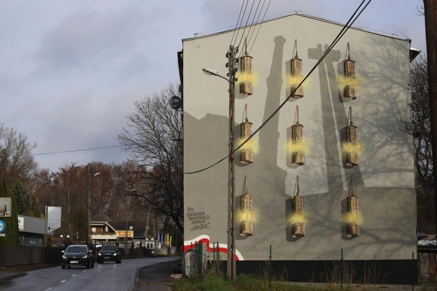 Kibice GKS Katowice odsłonili mural upamiętniający 40-lecie pacyfikacji KWK Wujek. Zobacz ZDJĘCIA