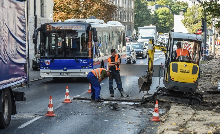 Ulica Grunwaldzka ma zostać poszerzona o dodatkową jezdnię....