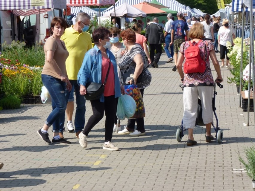 Targowisko w Radomsku. Zasłaniamy usta i nos podczas zakupów? Tak zaleca TBS