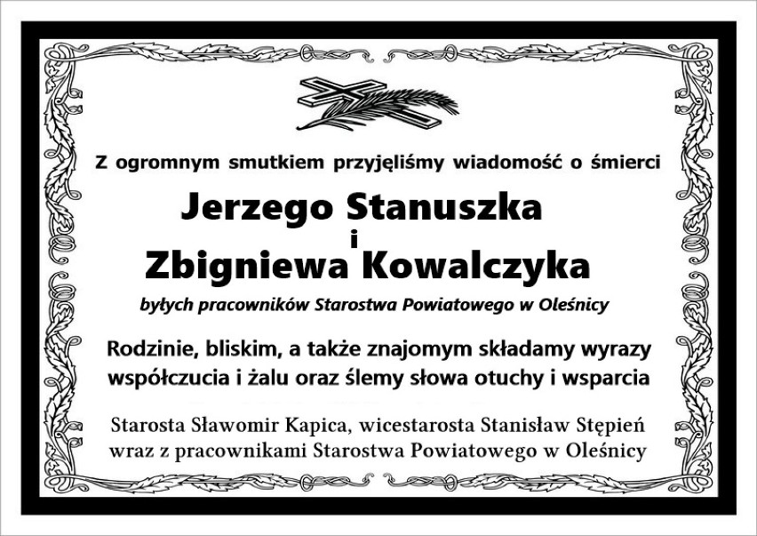 Starostwo Powiatowe w Oleśnicy. Nie żyje dwóch byłych pracowników 