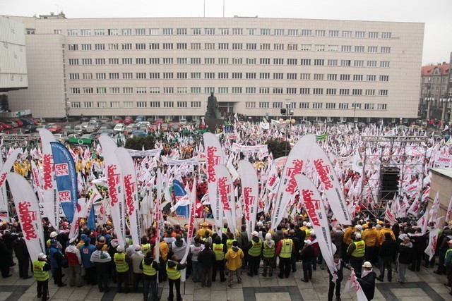 Manifestacja górników w Katowicach