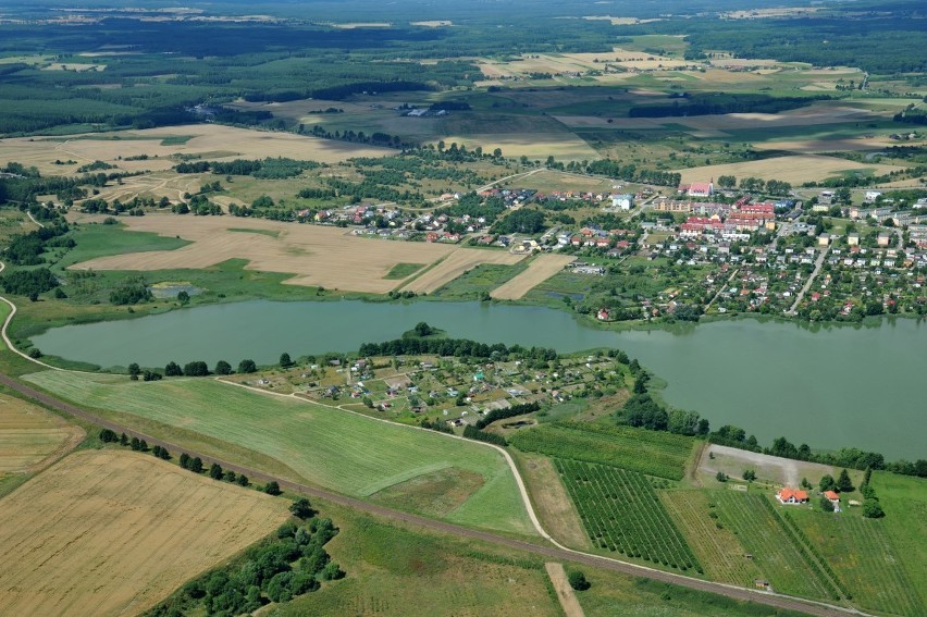 Człuchów z lotu ptaka. Lipiec 2013