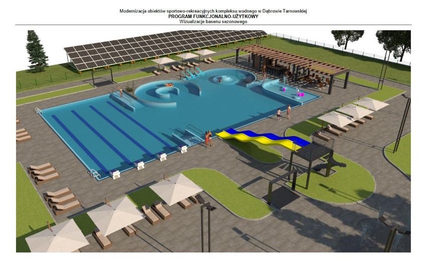 Przebudowa basenu letniego w Dąbrowie Tarnowskiej pod znakiem zapytania. Inwestycja może być dużo droższa niż zakładano [WIZUALIZACJE]
