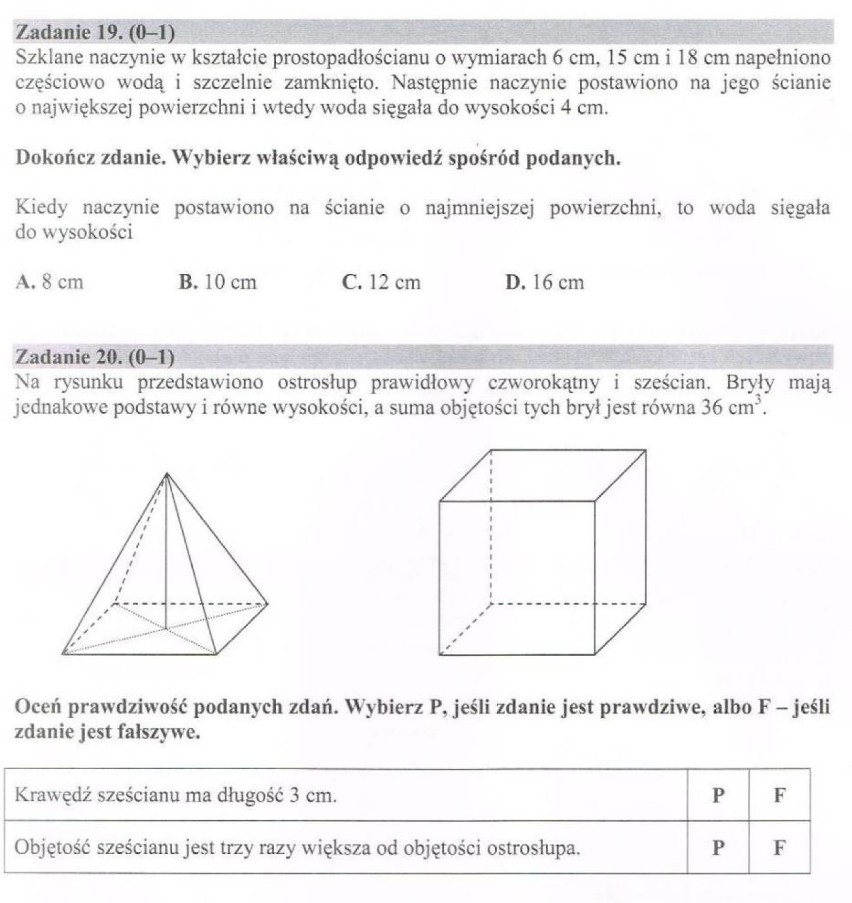 Egzamin Gimnazjalny 2015 arkusze matematyka