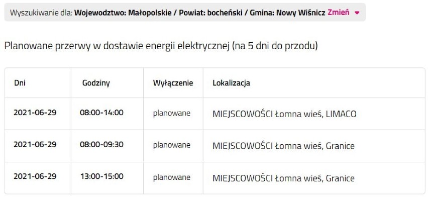 Wyłączenia prądu w powiecie bocheńskim i brzeskim,...