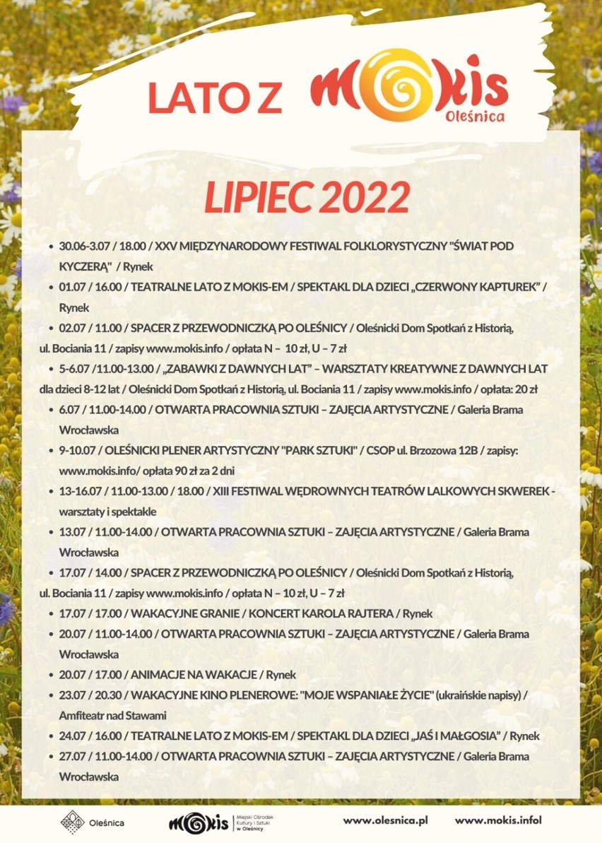 Miejski Ośrodek Kultury i Sztuki w Oleśnicy zaprasza na wakacyjne zajęcia!