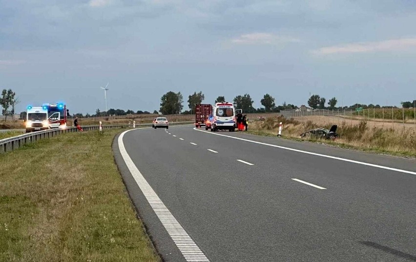 Wypadek na drodze S5 w Bożejewiczkach koło Żnina 24.08.2023.