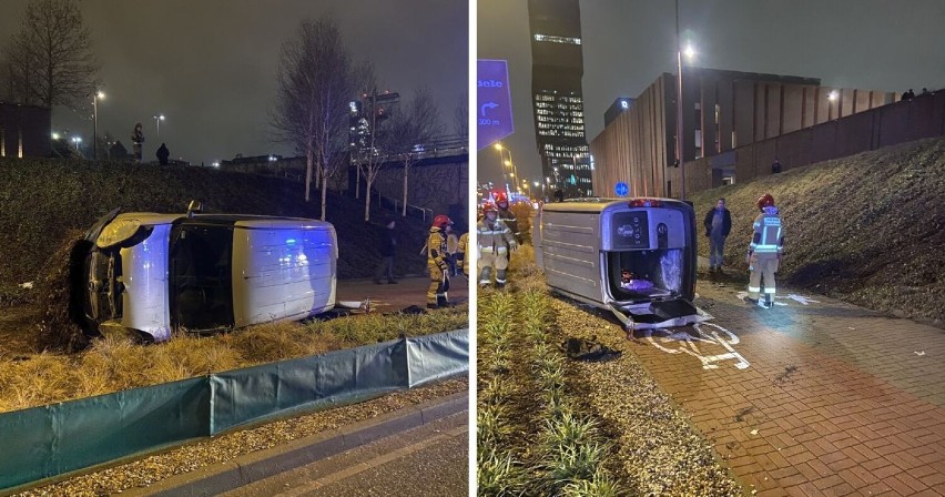 Wypadek busa w Katowicach. Kierowca zakleszczony wewnątrz trafił do szpitala 