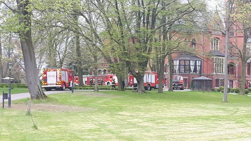 Alarm pożarowy w Pałacu Wąsowo.