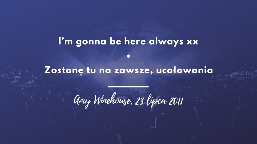 Ostatnia wiadomość wysłana przez Amy Winehouse dotarła do...