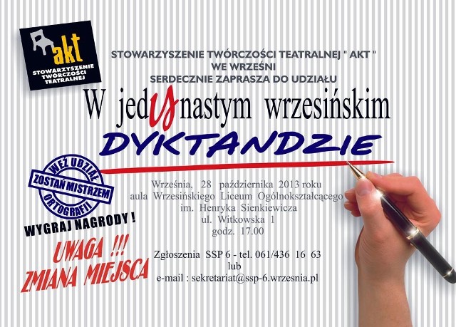 11 Wrzesińskie Dyktando - zapisz się już dziś!