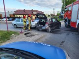 Zderzenie trzech samochodów w Opocznie. Kolizja na skrzyżowaniu Inowłodzkiej, Św. Łukasza i Granicznej