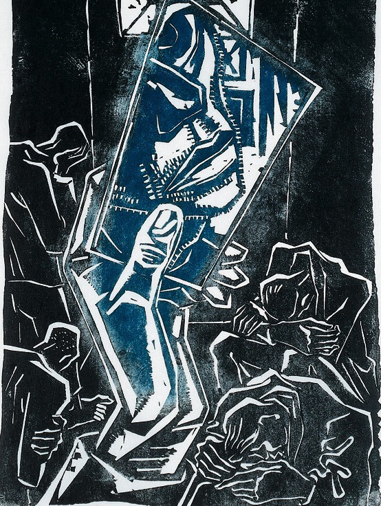 Carl Rabus "Więzienie", linoryt 1945