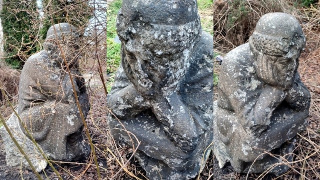 Figurka stała w przydomowym ogrodzie na posesji w Lubsku