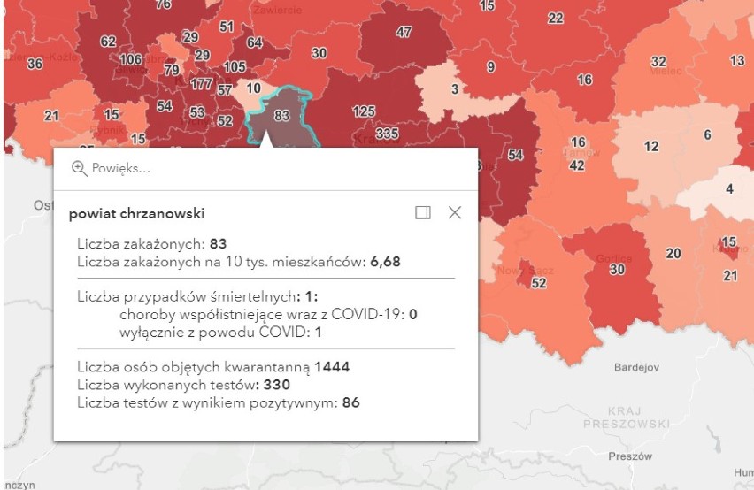 dane o zakażeniach z powiatu chrzanowskiego