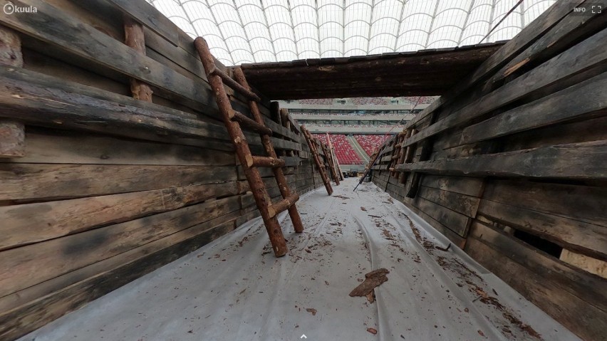 Inscenizacja Bitwy Warszawskiej 1920. Stadion Narodowy zamieniony w twierdzę. Okopy i zasieki zamiast boiska 