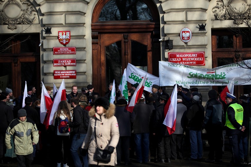 Protest rolników w Krakowie.