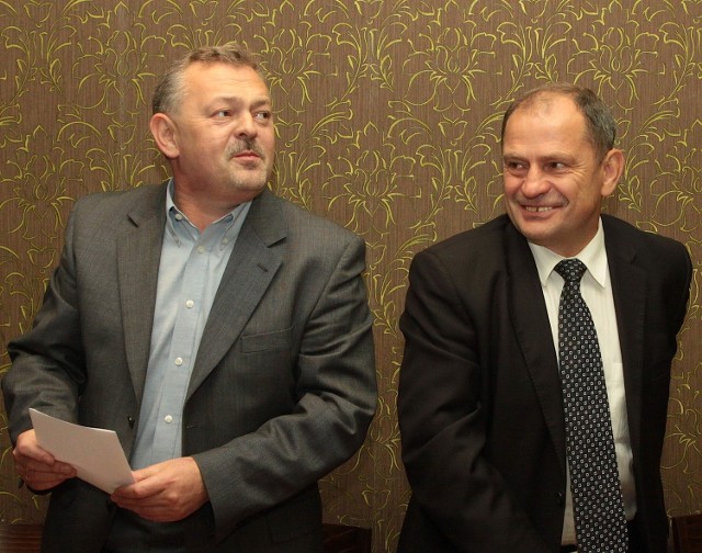 Kandydat na prezydenta Piotrkowa Marek Mazur (po prawej) i przedsiębiorca Witold Maćkowiak, szara eminencja piotrkowskiej polityki