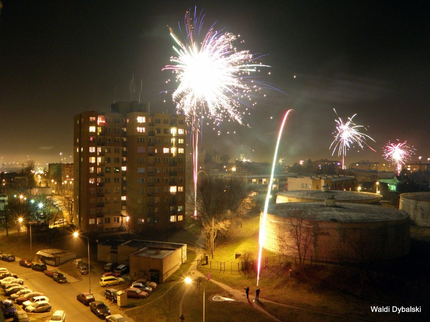 Tak witaliśmy fajerwerkami nowy rok 2012,  Zielona Góra ul. Chmielna