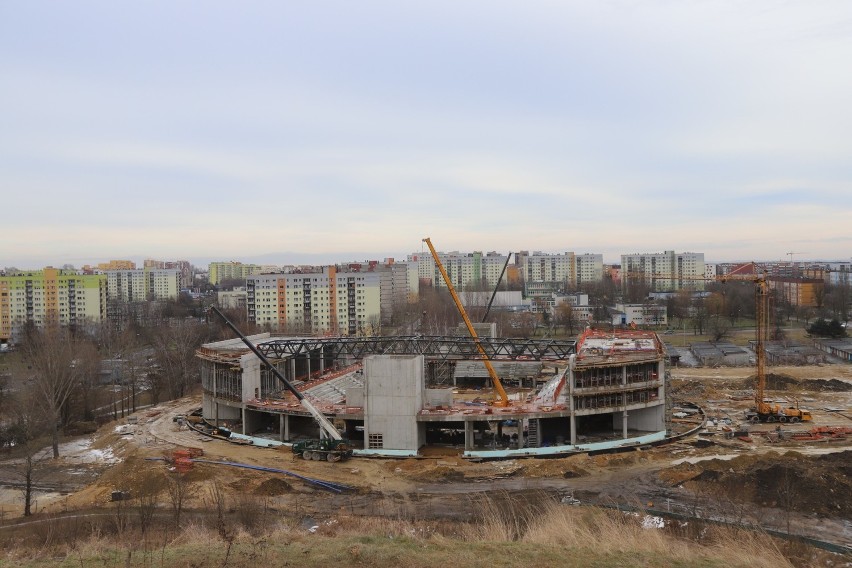 Budowa Zagłębiowskiego Parku Sportowego w Sosnowcu trwa,...