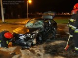 Bielsko-Biała: Honda uderzyła w sygnalizator na skrzyżowaniu. Kierowca pijany [ZDJĘCIA]