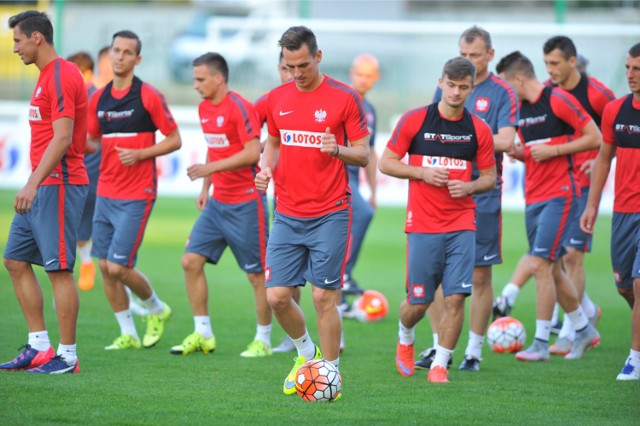 Trening polskiej reprezentacji na stadionie Polonii Warszawa. 1 września 2015