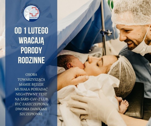 Od 1 lutego w Szpitalu Miejskim im. Jana Garduły ponownie będą możliwe porody rodzinne. Osoba towarzysząca przyszłej mamie będzie musiała posiadać negatywny wynik testu na obecność wirusa SARS-CoV-2 z ostatnich 24 godzin lub posiadać zaświadczenie o przyjęciu dwóch dawek szczepionki przeciw COVID-19.